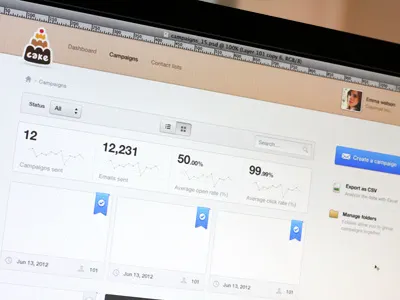 CakeMail App Redesign app beer blue box cake cakemail chicks emma watson fun layout light redesign ribbon summer ui ux