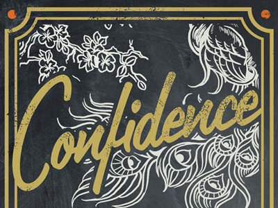 Confidence - Coffee Label all hands art branding castle coffee coffee label confidence derrick derrick castle design graphic design hca illustration nashville peacock reto values
