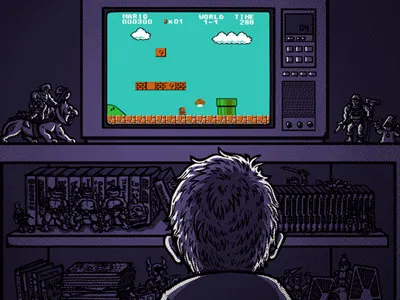 1986 1986 art print childhood halftone mario nes nintendo screenprint