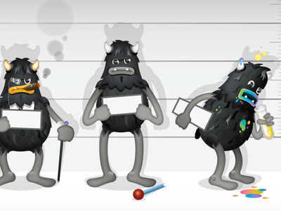 Gremlin Lineup (Character Design) bad banished belt bindle black character color colour conveyer creature design devil factory gremlin illustration ink lever monster my poor brain paint print printing smith tim