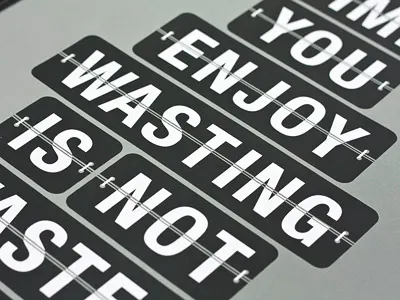 Time Wasted clock flip clock lennon proverb quote retro type typography vintage