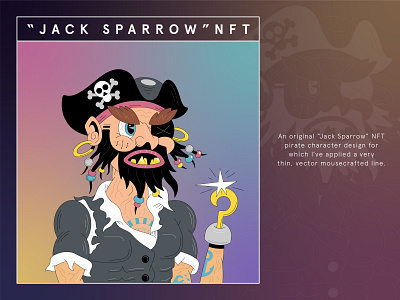 "Jack Sparrow" NFT Character Design 2d adobe illustrator caricature cartoon character character design eth ethereum illustration jack sparrow line drawing nft nonfungible opensea pirate vector
