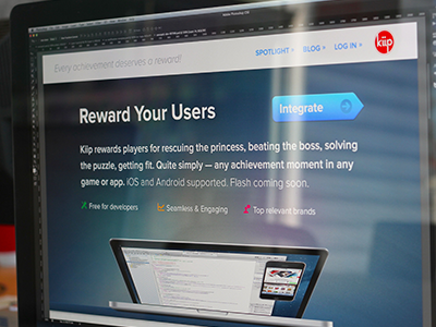 Retina Developer Page concept kiip macbook pro photoshop retina web website
