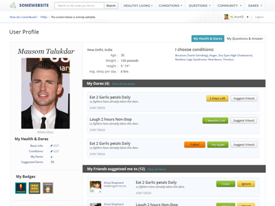 User Profile badges blue buttons gamification grey profile user wiki