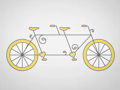 Tandem Love bicycle hearts illustration tandem tandem bicycle wedding wedding invitation yellow
