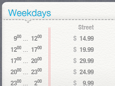 Prices Table + PSD free freebie interface ios leather pds price list siri table ui ux