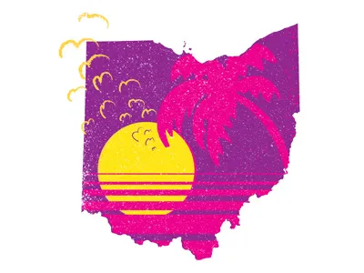 The Great North Coast 80s cleveland erie lake neon ohio palm shlock sunset trees