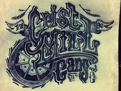 Grist Mill Gang adam trageser design grist mill hand old old style pencil pennsylvania philly typography yardley