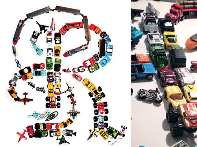 Micro R bitmap lettering micro machines object typography