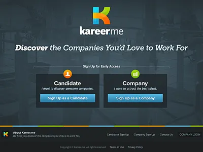 Kareer.me Landing Page is Live! culture employment jobs kareer kareer.me landing landing page page recruiting san diego sign up signup startup