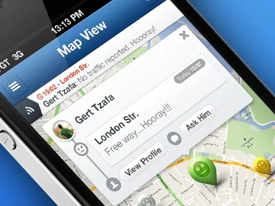 "BT" Map Screen app bt buddy traffic buddytraffic iphone app ui ui design
