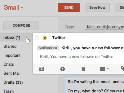 Tiny Gmail improvement app email gmail improvement interface notification