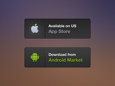 Dark Buttons active android app apple appstore available background blue button clean dark download effect green grey hover icon indent ios logo noise normal robot shadow state texture ui ux white