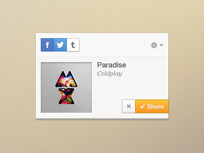 Share Widget Freebie beige button facebook light music share social twitter ui ux widget
