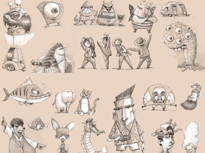 Doodles from the past few weeks characters childrens book concepts pencil sketchbook sketches studies