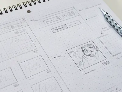 Sketching for web dot grid book pencil pentel protip prototype ruler sketch web website wireframe