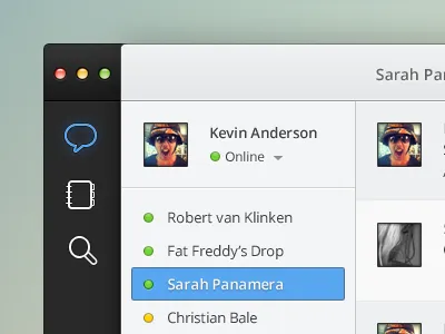 Sarah is chatting app away chat chatapp clean downloading file light mac offline online os progress search send sidebar simple x