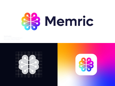 Colorful Brain Technology & Cloud Data Logo | Modern Brain Logo a b c d e f g h i j k l m n abstract brain artificial intelligence brain logo brain tech brand identity branding cloud data colorful connected designer gradient logo logo logo design logotype memory modern logo monogram o p q r s t u v w x y z technology