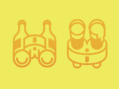 Beernoculars Style 1 alcohol beer binoculars bottle glass gradient illustration line outdoors pint vector view yellow