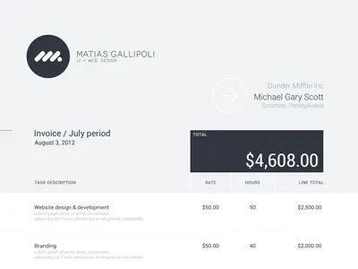 Invoice take 2 branding clean invoice minimal print simple