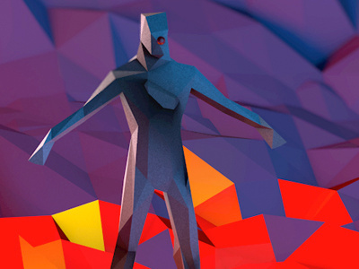 Giant Mecha Monster From Space 3d c4d comic hero low poly mecha monster robot space