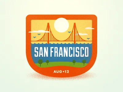 San Francisco badge bridge california illustration san fran san francisco sf trip