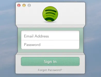 Spotify Login Window form input login spotify ui