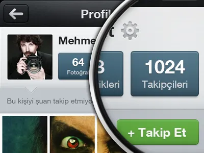 Profile Screen app application crop dark design filter frame icon instagram interface ios iphone mobile photo ui ui design user interface ux ux design