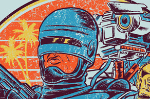 ROBERT COP! 80s movies comic art robo cop short circut t shirt designs