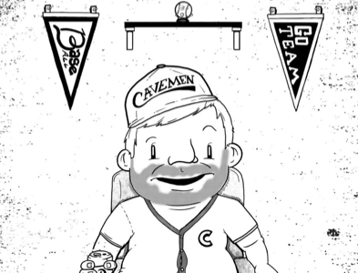Man Cave Man black black and white caveman coloring book illustration kids lineart texture threadless white