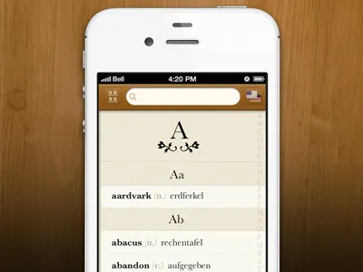Languages - Dictionary View app iphone languages paper translation ui wood