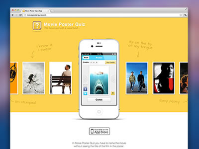 Movie Poster Quiz Landing Page app free fun game ios iphone landing movie page poster quiz site trivia web website