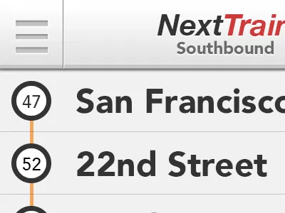 Next train station list avenir caltrain commute ios iphone mobile timetable