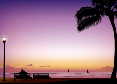 Romance hawaii illustration sea tree