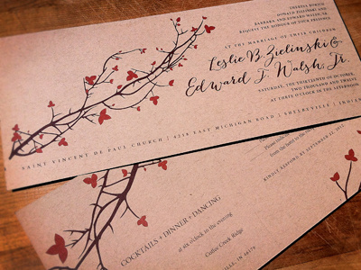Rustic Fall Wedding Invite autumn branch brown encolure fall invite leaves outdoor reception reply card rsvp rustic tree wedding invitation wedding invite