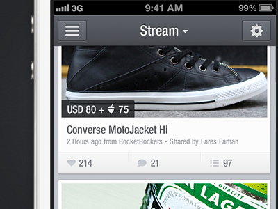 stream view gray ios app light list navigation white