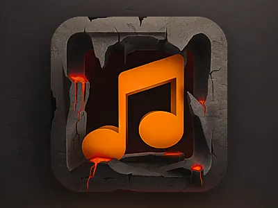 Music app 3d app design fun hot icon illustration itunes lava making of music play player rock sketch texture