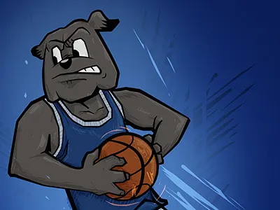 Drake Basketball Illustration basketball blue bulldog cartoon college dog drake university drawing illustration mascot ncaa spike