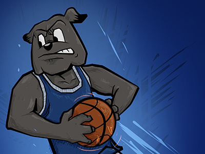 Drake Basketball Illustration basketball blue bulldog cartoon college dog drake university drawing illustration mascot ncaa spike