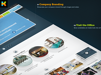Kareer.me Company Profile Part 2 3d culture depth employment features isometric jobs kareer kareer.me landing landing page page perspective recruiting san diego startup