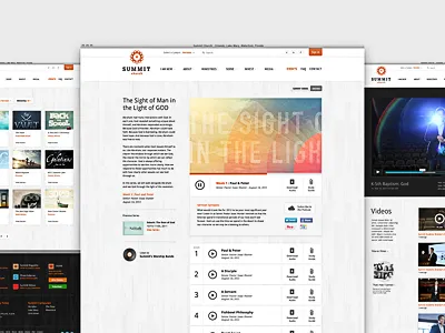 Summit Subs audio church complex complicated design events hover icons media nav navigation orange specs ui video web web design