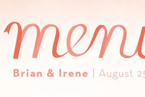 Menu handlettering ombre ribbon wedding stationery