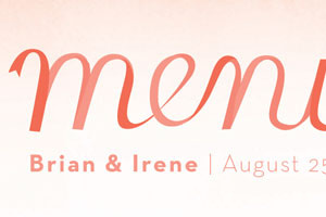 Menu handlettering ombre ribbon wedding stationery