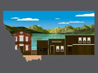 Big Sky design illustration montana mountains sky wood