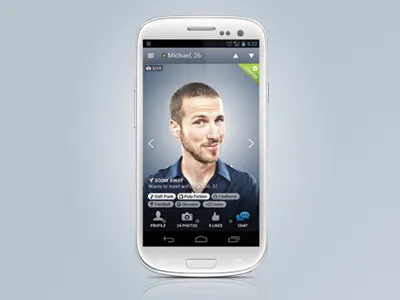 new Badoo app for Android is out! android app application badoo chat icons interests like meet menu mobile network new online people photos profile roboto social ui user verifiy