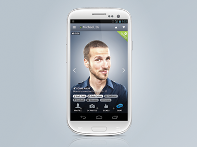 new Badoo app for Android is out! android app application badoo chat icons interests like meet menu mobile network new online people photos profile roboto social ui user verifiy