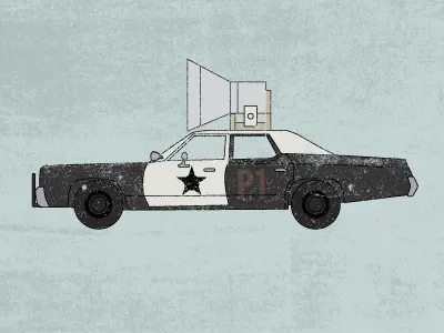 Bluesmobile blues brothers car illustration