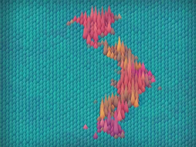 Japan 3d geometry isometric japan map polygons pyramids