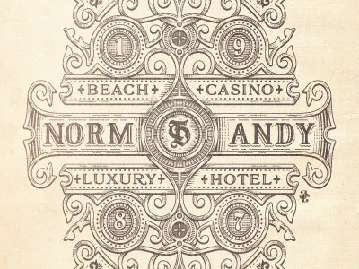 DT1987 design effect emblem engraving french graphic jcdesevre normandy poster retro typography vector