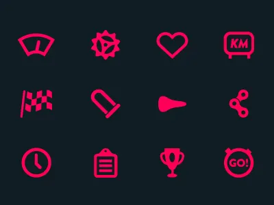 Velo Cycling Icons apple bike cycling dark gears heart hot pink icons ideogram ios pictogram vector
